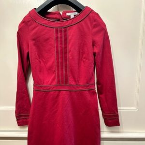 Boden Red Velvet Trim Midi Dress